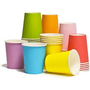 DIY Paper Cups, 50 Count 8 oz Multicolor Paper Cups For Weddding Party Picnic BBQ Travel and Event Disposable Paper Cups Drink Cups for Hot Cold Beverage Birthday Party Supplies