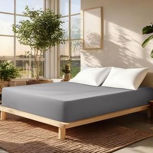Cotton Fitted Sheet King Only,Ultra-Soft Hotel Luxury Long Staple,Breathable and Comfy Sateen Weave,Fits Up to 18",Grey,78"x80"