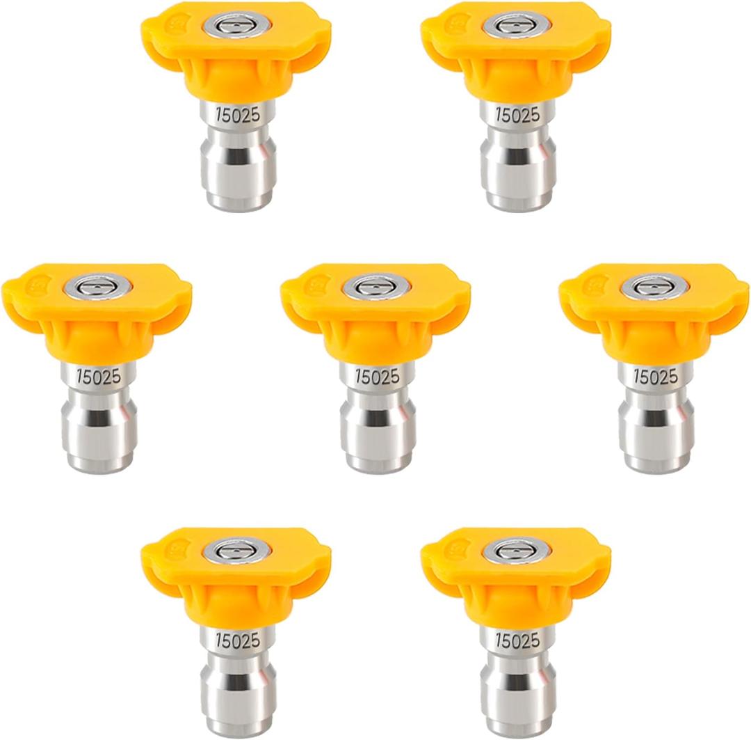 Tool Daily Pressure Washer Tips, 15 Degree Power Washer Nozzle Tips 7 Pack, Yellow, 1/4 Inch Quick Connector, 4000 PSI