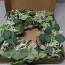 24" Spring Summer Wreaths for Front Door, Artificial Green Eucalyptus White Flower Cherry Blossom Grapevine Base for Farmhouse Porch Wedding Outdoor Indoor Year Round Home Decor