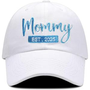 Mommy Est 2025 Hat for Women, New Mom Gifts, Frist, Embroidered Mama Cap for Women, Gift for New Moms. White Mommy Hat