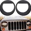 Opall Black Bezels Front Light Headlight Angry Bird Style Trim Cover for Jeep Wrangler JK JKU Rubicon Sahara 2007-2018, not for JL Black