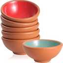 KUYUCU Small Pinch Bowls – 2.5 OZ Terracotta Sauce Cups with 2 Wooden Spoons – Prep Bowls, Dipping Bowls, Soy Sauce Dish, Dessert Bowls - Set of 5 Multicolor