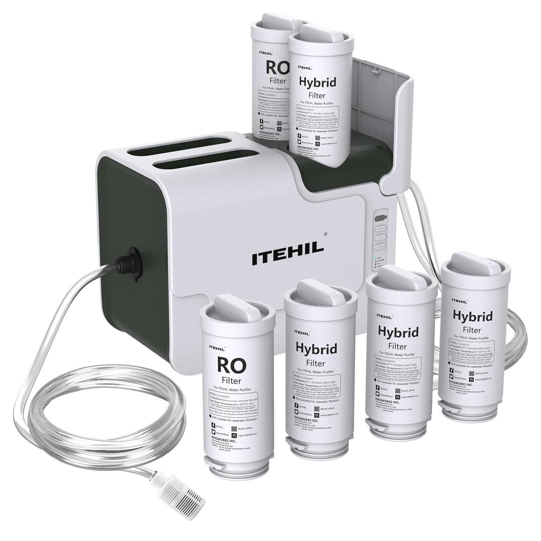 Portable Water Filter with Hybrid and RO Filter, Hiking Water Purifier System for Camping, Survival Gear Purification for Drinking (Suit)