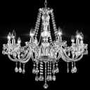 PAPAYA Plug in Crystal Chandeliers Clear Chandelier 25 x 27.5in 10-Light Modern Pendant Ceiling Lighting Fixture with Acrylic Crystals & Beads for Girls Room, Living Room, Kitchen Island, Entryway.