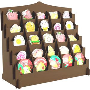 Sticker Display Stand with Curved Pockets for Big 4'' Stickers- Brochure Holder with Customizable Space - On the Go Display Stands for Vendor Events - Ideal for Small Business Vendors (Brown, Large)