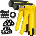 Hand Grip Strength Trainer Kit - Hand Gripper Strengthener 6 Pack with 2 Adjustable Resistance with 2 Finger Stretchers Finger Exerciser Forearm Workout Ring Exercise Equipment Yellow and Black