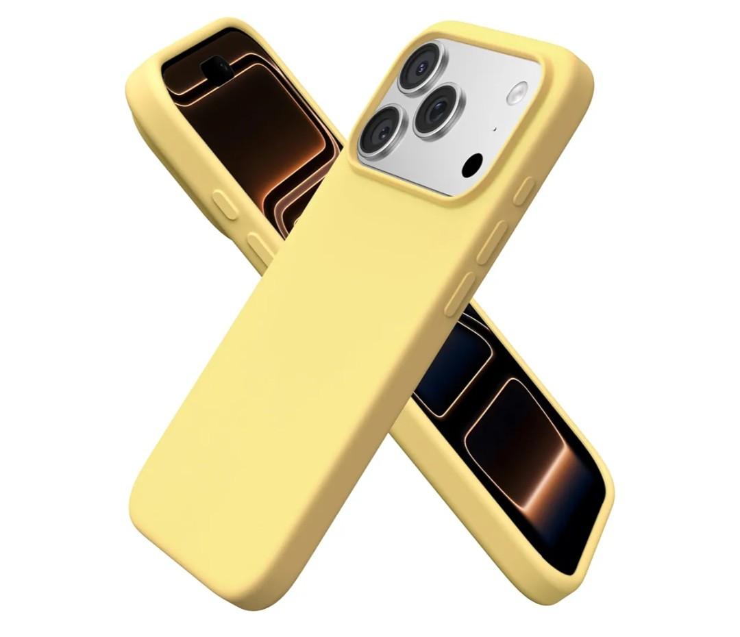 ORNARTO Compatible with iPhone 17 Pro Case 6.3", Slim Liquid Silicone 4 Layers Full Covered Soft Gel Rubber Shockproof Cover, Protective Phone Case for iPhone 17 Pro-Buttercream Yellow