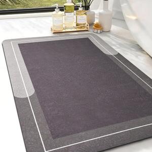 Large Bath Mat Rug, Rubber Non Slip Bath Mat Super Absorbent Quick Dry Bathroom Floor Mat Thin Bathroom Rugs Fit Under Door-Shower Rug for in Front of Bathtub Shower, Brown, Easy to clean, 23.6"x35.4"