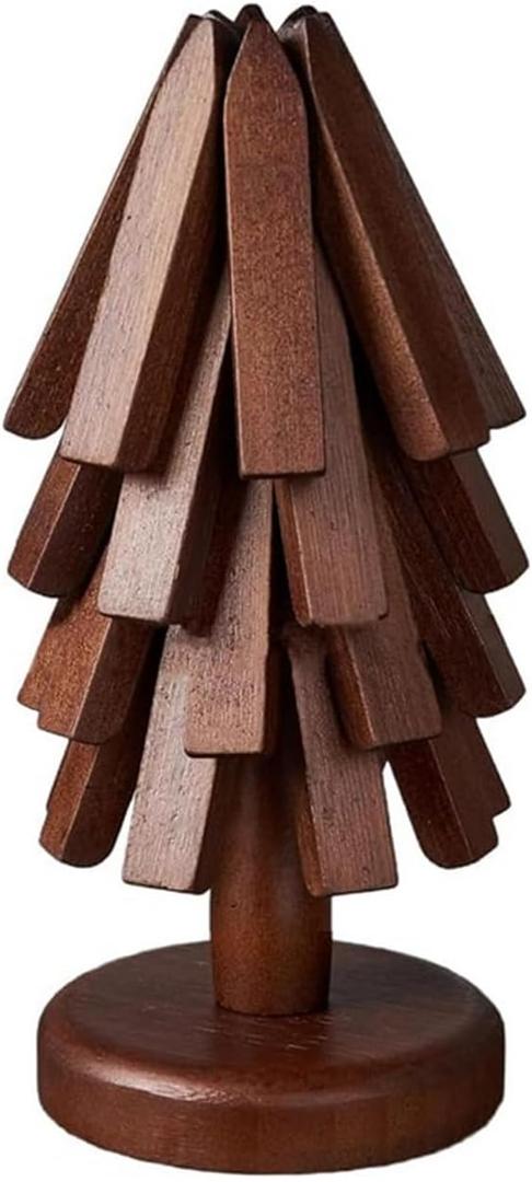 Trivets for Hot Dishes - Tree Washer Set, Wooden Pinwheel Coaster Set with Stand for Easy Storage - for Fondue pots, Pans, Bowls, teapots, Warming Trays - Versatile Decorations (A Walnut 4 pcs)
