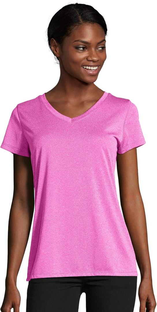 Hanes Women's Cooldri Short Sleeve Performance V-Neck T-Shirt (1 Pack) (XX-Large)