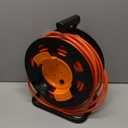 VEVOR 100FT Retractable Extension Cord Reel, with 4 Outlets and Dust Cover, Heavy Duty 12AWG SJTOW Power Cord, Portable Handle and Safety Overload Circuit Breaker, for Outdoor Indoor Toolshed Garage