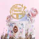 4 x Mi Primera Comunin Cake Topper, Spanish First Holy Communion, Religious Baptism, Christening Baby Shower 1st Birthday Party Decorations Supplies, Gold Glitter