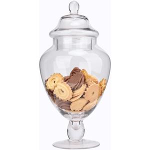Clear Glass Apothecary Jars with Lid, Glass Candy Jar for Candy Buffet, Elegant Decorative Glass Jars for Wedding, Display and Party, Large Candy Canisters (Height: 12.6", Diameter: 6.3")