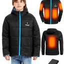 CYCYHEAT Kids Heated Jacket - Boys and Girls Heating Jackets Hoodie Coat With Battery Pack Heated Clothing for Skiing (US, Alpha, Small, Regular, Regular, Blue Upgraded Heating Element)