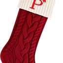 Christmas Stockings,Christmas Decoration Knitted Soft & Comfortable Stockings,Hanging Long Tube Letter Xmas Stocking for Fireplace (1p-red)