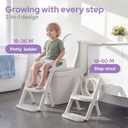 Potty Training Seat, 2-in-1 Toddler Toilet Seat with Steps, Upgrade Potty Step Stool for Toddler with Anti-Slip Pad Step Stool, Extended Splash Guard, Foldable Potty Ladder Boys Girls, Green