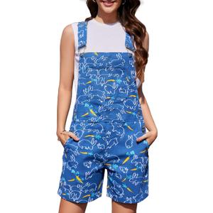 Festival Overalls for Women Cute Jumpsuits Shorts Romper Fashion Bibs Coveralls (Large, Blue-5)