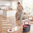 SONGMICS Spin Mop and Bucket Set with Pedal Wringer, Floor Cleaning Mop, Adjustable Telescopic Handle, Max. 59.1-Inch Length, 360 Rotating Head, 1 Microfiber Pad, Gray and Red ULMB002GT01