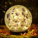 Solar Globe Lights Outdoor Waterproof, Cracked Glass Ball Orb Lights, Waterproof Globes for Garden Pathways, Patio Decor & Backyard Landscaping, Round Ornaments Orbs (Blue Flower)
