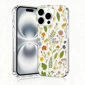for iPhone 16 Pro Max Case, Floral Clear Case, Cute Floral Pattern Flower Design, Aesthetic Phone Cover, Scratch Resistant Shockproof Cover, Wildflowers and Ferns Pattern（B133）