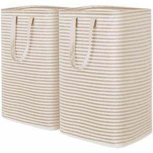 Lifewit 1Pack Laundry Hamper Large Collapsible Laundry Baskets, Freestanding Waterproof Clothes Hamper with Easy Carry Handles in Laundry Room Bedroom Bathroom College Dorm for Adults, Beige, 2 x 80L