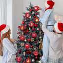 48 Pcs 4 Inch DIY Christmas Ornaments Red Blank Ball Ornament Xmas Plastic Matte Flat Discs Christmas Tree Hanging Ornament Decorations DIY Crafts Painting Drawing Stickers Decals