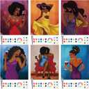 Dinifee 6 Pack Pre Drawn Canvas for Painting Pre Printed Canvas Kit 8 x 10 Inch Stretched Cotton Paint and Sip Set for Adults Couple Party Graduation Summer Date Night(Charming Lady)