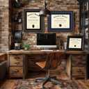 16x20 Diploma Frames 14x17 with Blue Mat, Fits Degree Certificate Document, 20 x 16 Walnut Color Frame with Tempered Glass Panel for Wall Mounting