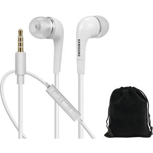 SAMSUNG Headphones 3.5mm Stereo Earphones with Remote and Mic - Original OEM - Non-Retail Packaging with Pouch - White