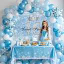 7x5ft Happy 16th Birthday Backdrop Sweet 16 Girl Blue Bokeh Winter Snowflake Silver Crown with Gem Diamonds Background Party Decorations Cake Table Banner Photo Booth Props
