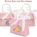 ZOOFOX 20 Pack Pink Treat Boxes for Girls, Small Valentines Candy Box Party Favors with Pearl Handle and Ribbon, Gift Boxes for Princess Pink Party, Baby Girl Shower, Wedding Decoration Supplies, 1 Count