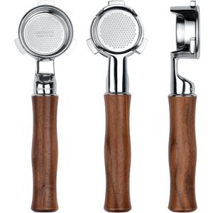 Normcore 54mm Bottomless Portafilter with 18g Precision Filter Basket, Fits Breville 54mm Machines Including Bambino Plus BES500, Genuine American Walnut Handle