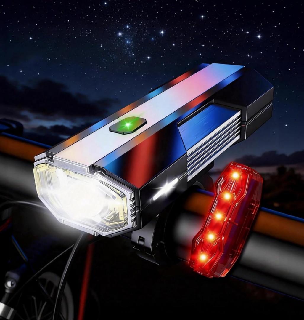 Bike Lights for Night Riding with Power Bank Function, USB-C Rechargeable Bike Lights, Bicycle Headlight Front and Back, Aluminum Alloy Construction, IPX6 Waterproof Rating 5 Lighting Modes