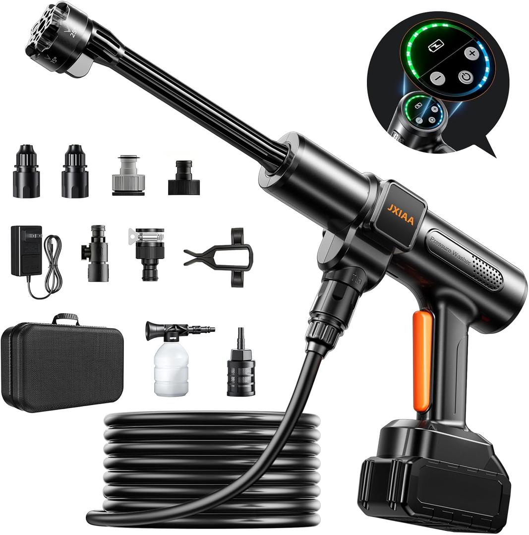 PSI 3.0 GPM Battery with Multi-Level Adjustment, 6-in-1 Nozzle & Foam Cannon, 32ft Hose for Car & Home