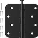 6 Pack Rounded Door Hinges 4 Inch, Black Exterior & Interior Door Hinge with 5/8'' Radius Corner, Removable Pin, Perfect for Heavy-Duty Front & Back Door, Antirust & No Squeaks