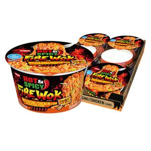 Nissin Hot & Spicy Fire Wok, Molten Chili Chicken, 4.37 Ounce (Pack of 6) (EXP 10/03/26)