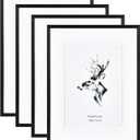 Yaetm 16x20 Frame Matted to 11x14 Set of 4, Solid Wood Black Picture Frame 16x20 for Photos, Posters & Art Prints, Wall Gallery for Horizontal and Vertical Wall Mount (4 pack, Black)