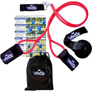 Arm Pro Bands Baseball Softball Resistance Training Bands for Arm Strength, Pitching and Conditioning Equipment, Anchor Strap, Door Mount (Red - Advanced Athletes, High School, Travel Teams)