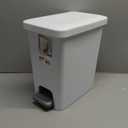 Sterilite 2.7 Gallon Rectangular StepOn Wastebasket, Small, White lid and base with Titanium pedal and Liner