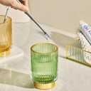 Makeup Brush Holder Organizer,Toothbrush Holders,Desk Pen Pencil Holder,Multifunctional Vintage Glass Brush Cup（S+L/Milky White/A3-5-US）
