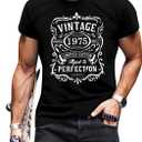 50th Birthday Vintage Shirt for MenVintage 1975 Shirt Aged to Perfection Graphic Tee 50th Birthday Gift (Medium, Black)