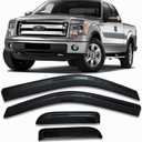 Tape On Side Car Window Visors Rain Guards Sun Shade Vent Deflectors for Ford F-150 Supercab/Extended Cab 2004-2014, 94738 Outside Dark Smoke Tinted