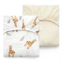 Momcozy Best Wishes Muslin Standard Fitted Crib Sheets, 52"x28", 2 Pack Soft Breathable Natural Cotton Baby Mattress Sheet, 360 Mattress Wrapping Boys Girls Neutral Toddler Bed Sheet, Bravery Giraffe
