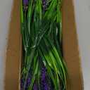 Geegoods 24 Bundles Artificial Plants Flowers Outdoor  Faux Lavender Flowers with Monkey Grass UV Resistant Plastic Faux Plants for Garden Porch Window Patio Hanging Planter Home Decor (Purple)