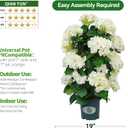 QIANYUN Faux Hydrangea Tree 30" Tall (2 Pack), Artificial Hydrangea Plant in Pot with White Flowers, Realistic Hydrangea Tree for Indoor Outdoor Porch, Patio, Home Decor