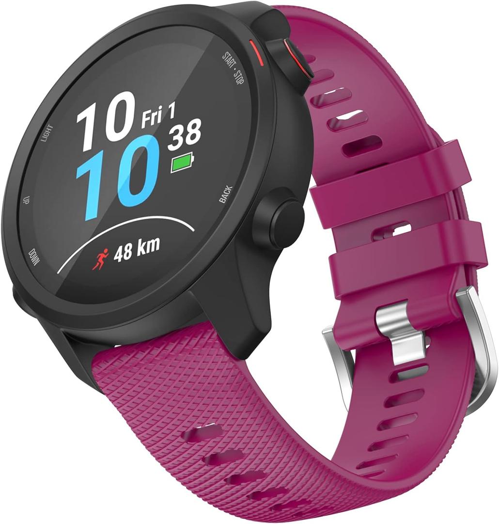 OVERSTEP Compatible with Garmin Venu 2 Plus, Venu SQ Band, 20mm Wrist Strap Quick Release Waterproof Soft Silicone Bands for Vivoactive 3 Music, Vivomove Hr, Forerunner 645/245 Music Smartwatch (Wine Red)