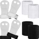 2 Gymnastics Grips Wristbands Sets for Kids Youth, Palm Protection and Wrist Support Sports Accessories for Workout Exercise (Black, White)