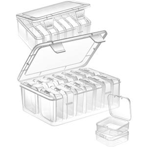 Mathtoxyz Small Bead Organizers, 30 Pieces Plastic Storage Cases Mini Clear Bead Storage Containers Transparent Boxes with Hinged Lid and Rectangle Clear Craft Supply Case