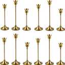 4 Sets(12 Pcs) Candle Stick HoldersBrass Gold Metal Taper Candle Holders, Vintage Modern Decorative Centerpiece Candlestick Holders for Table Mantel Wedding Housewarming Gift